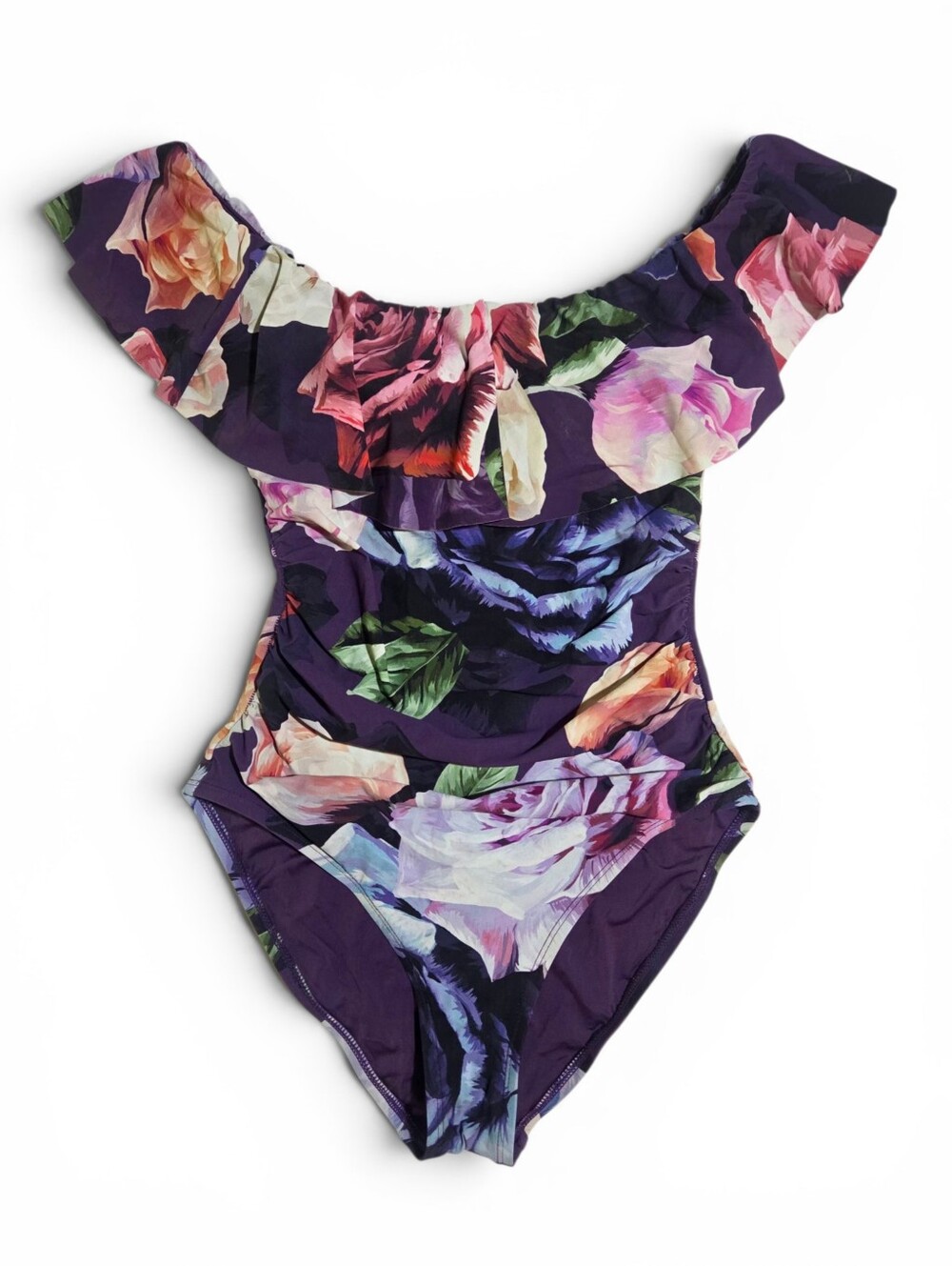 La Blanca Bloom Fields Ruffled Off Shoulder One Piece Tummy Control Swimsuit 4